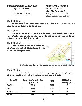 Đề kiểm tra học kì I năm học 2014  2015 môn địa lý  lớp 7 đề chính thức thời gian làm bài 45 phút